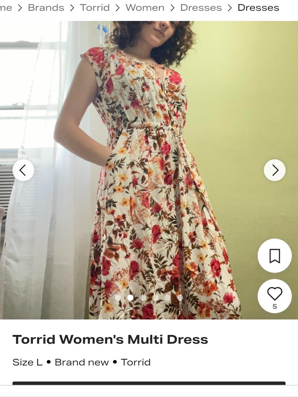 torrid Cream Floral Maxi Dress with Pockets